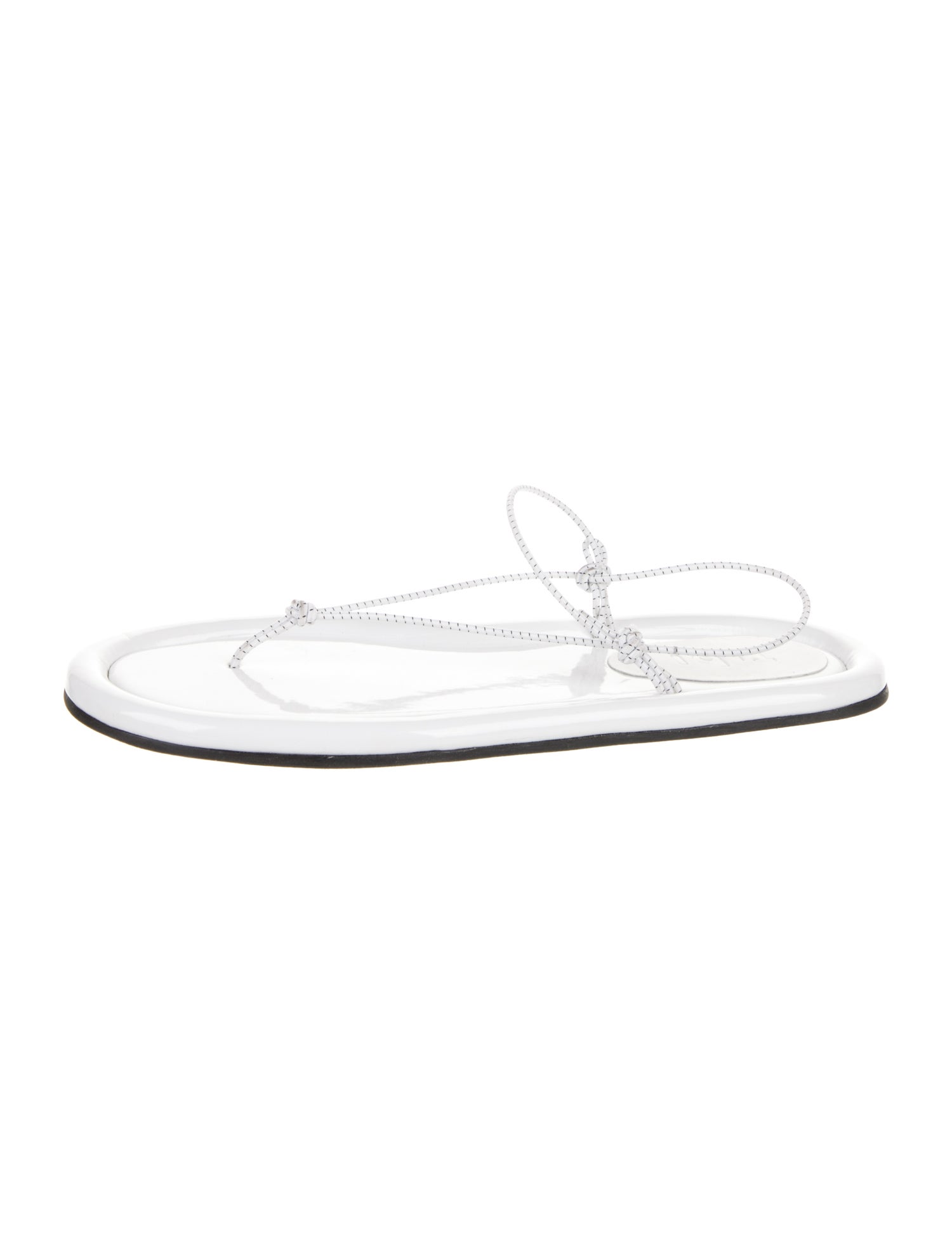 Tibi Patent Leather Leather Trim Embellishment Flip Flops