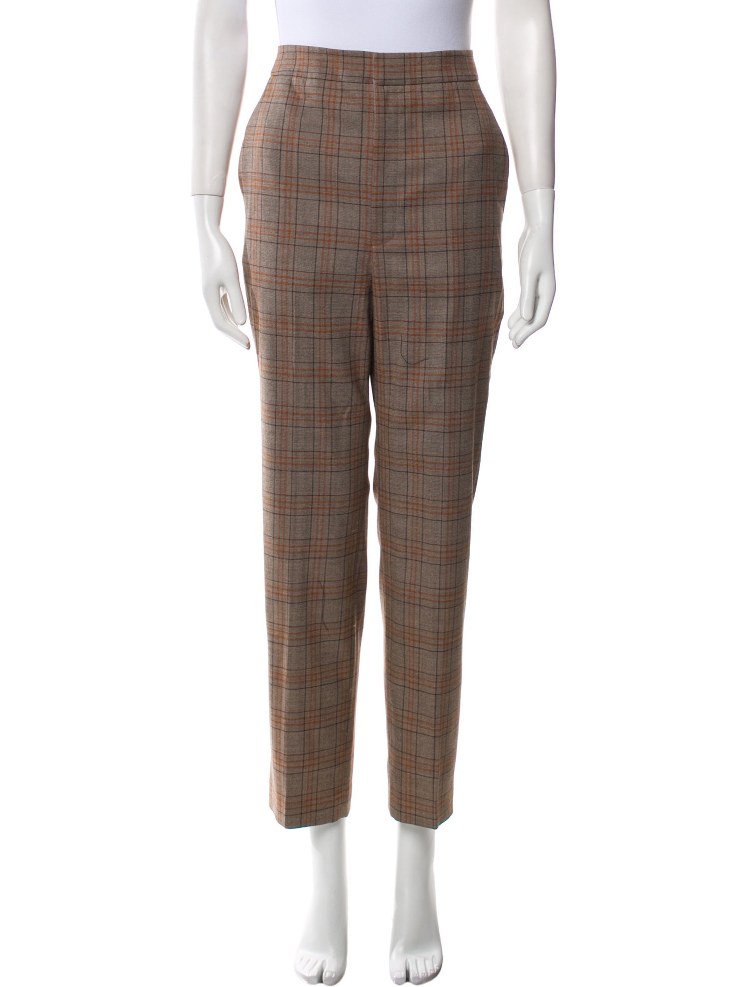 Tibi Plaid Print Straight Leg Pants