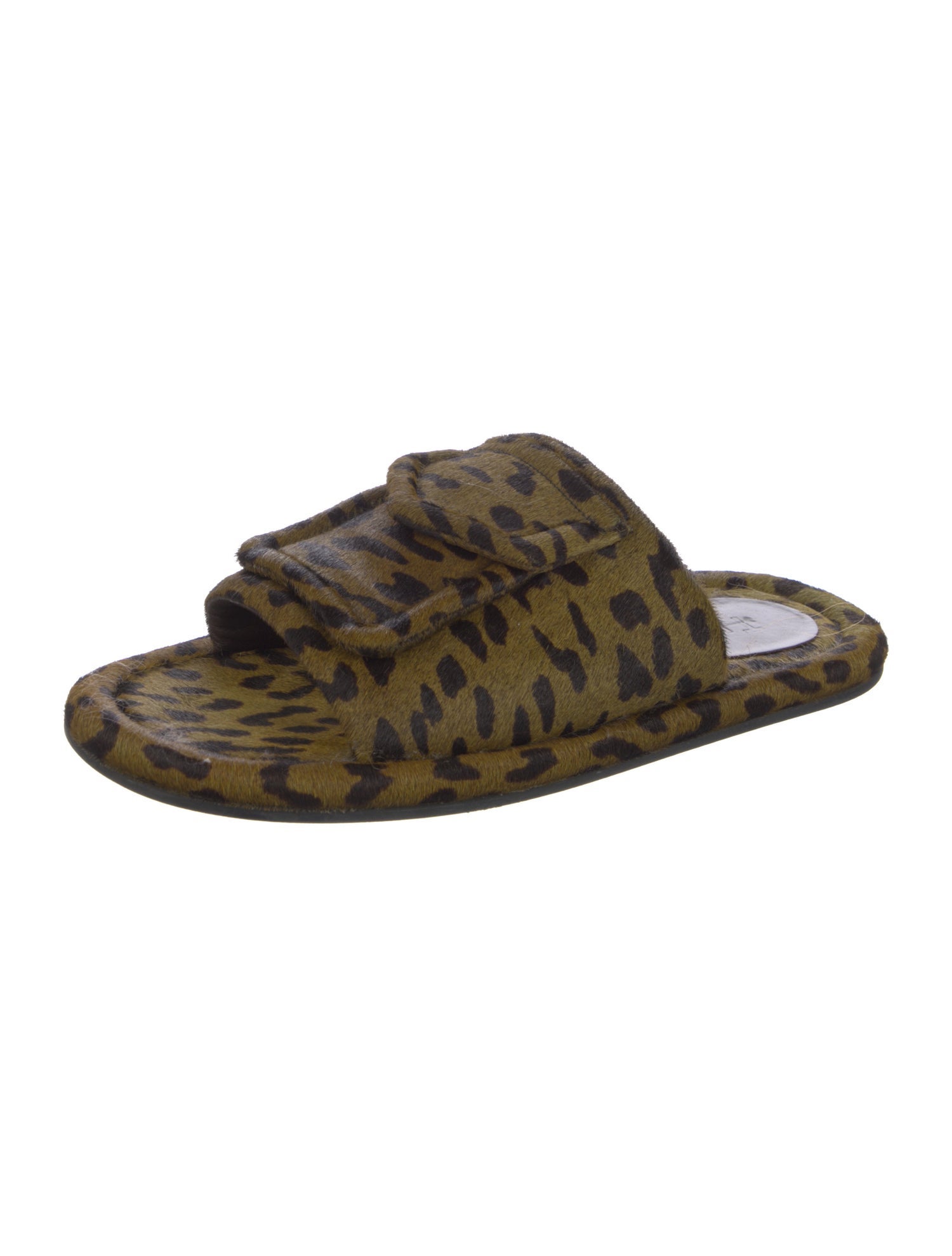 Tibi Ponyhair Animal Print Slides