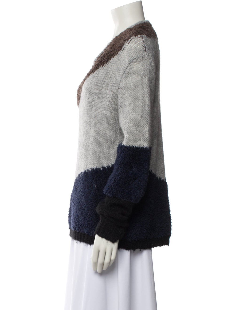 Tibi Pullover Grey Colorblock Pattern Long Sleeve… - image 2