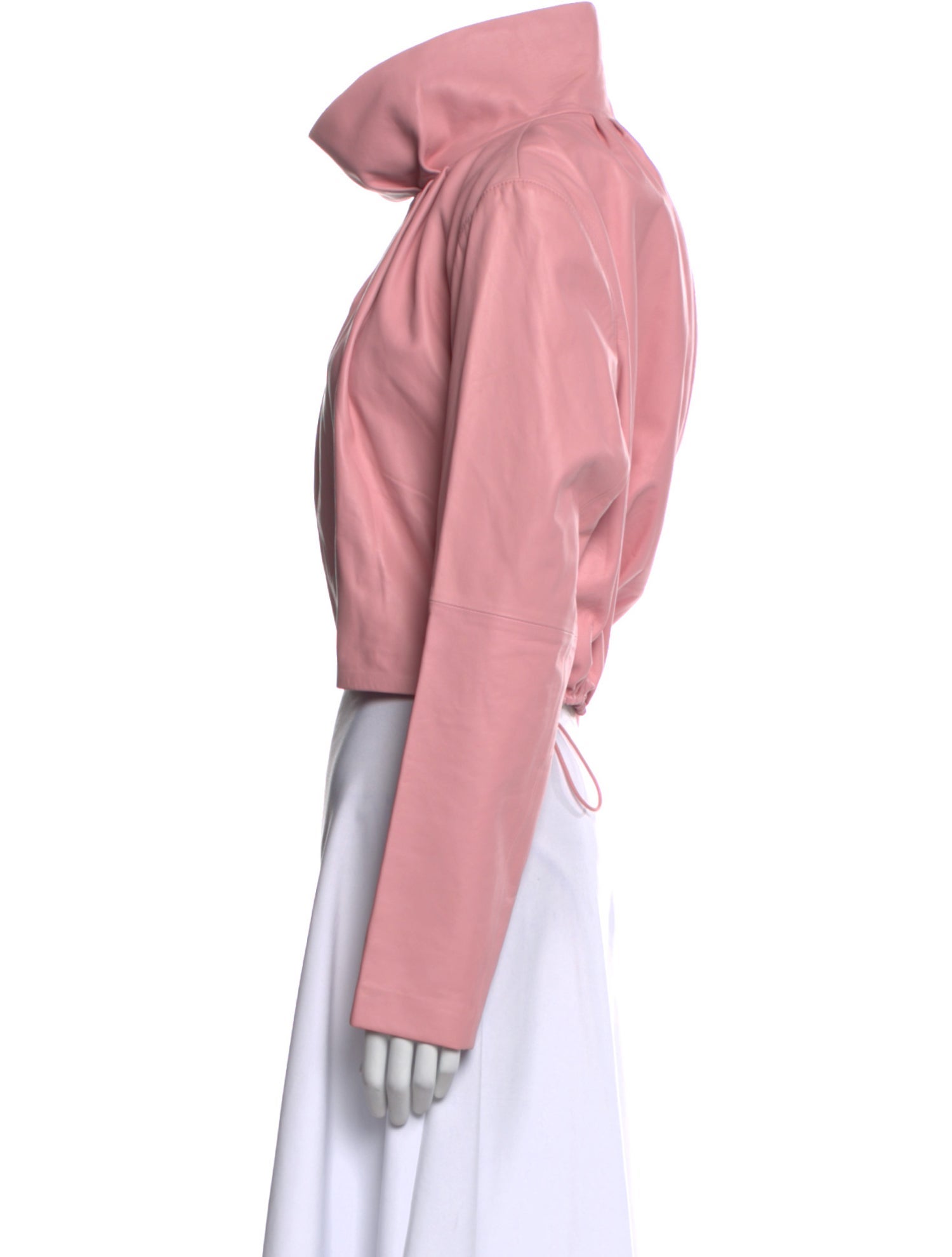 Tibi Lamb Leather Mock Neck Crop Top