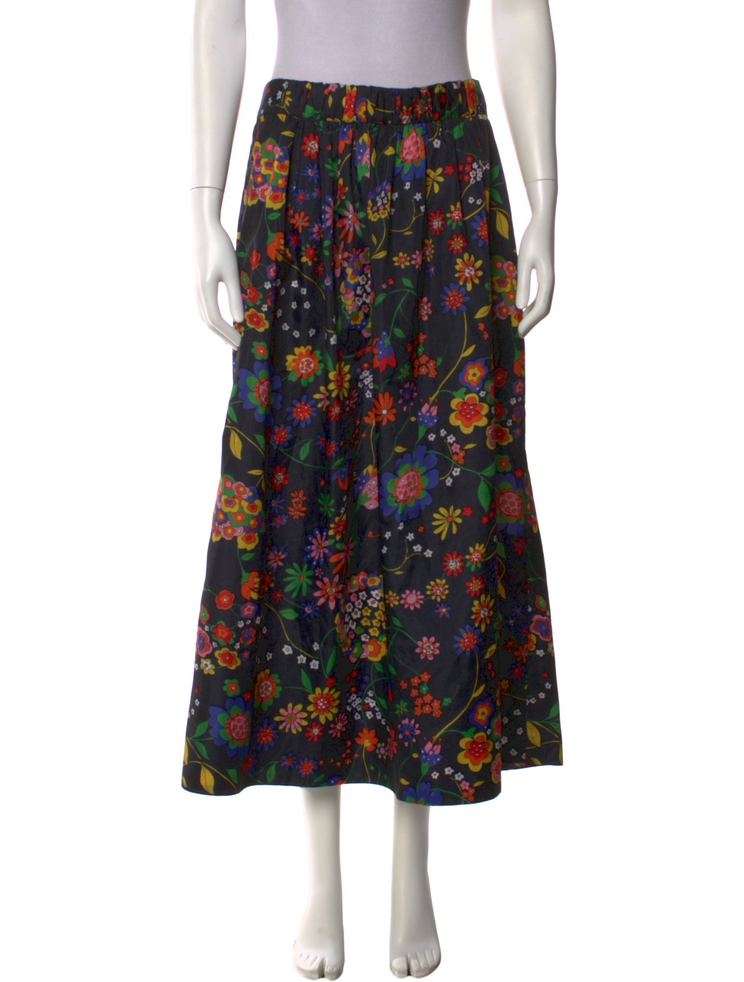 Tibi Floral Print Midi Length Skirt
