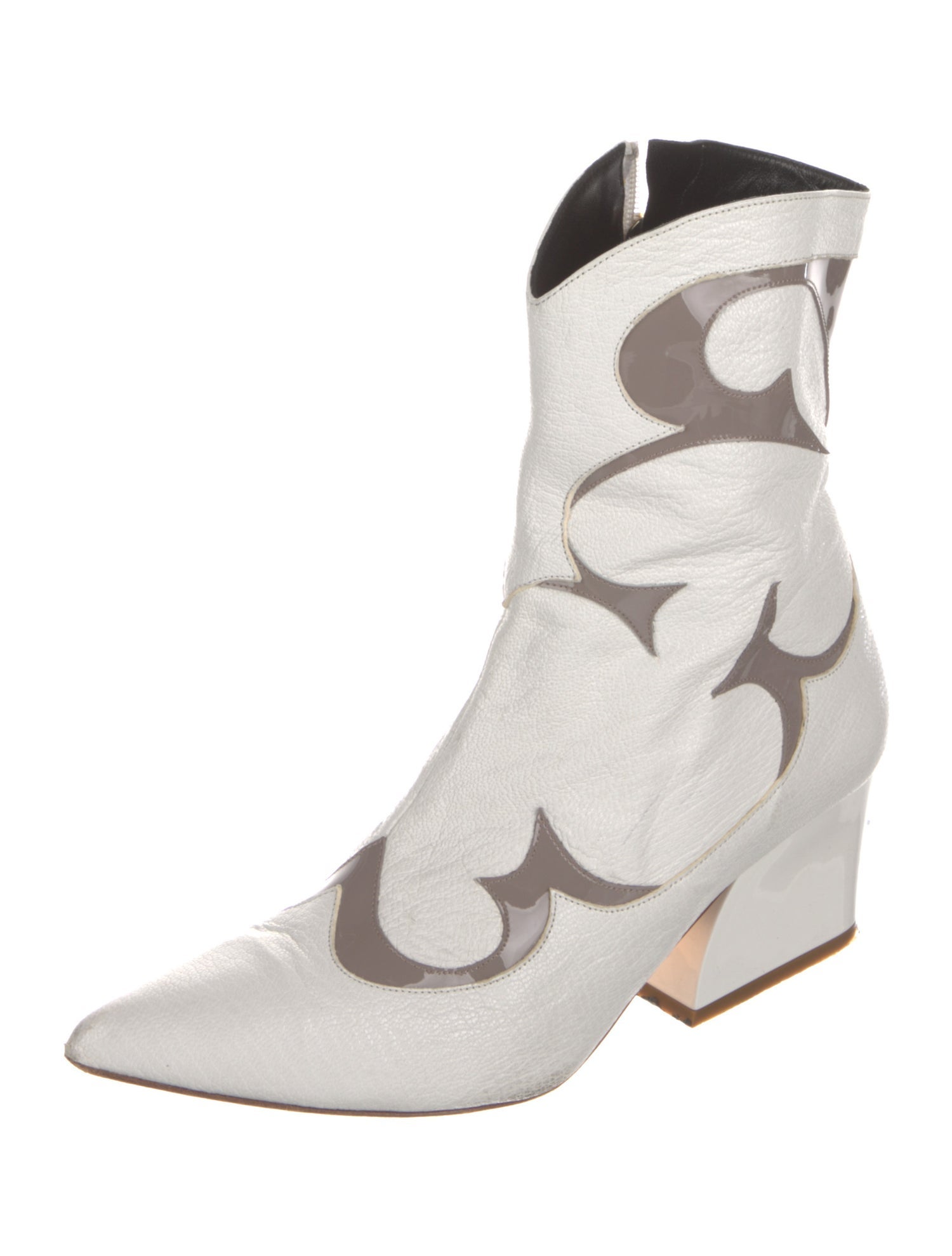 Tibi Leather Patterned Western Boots
