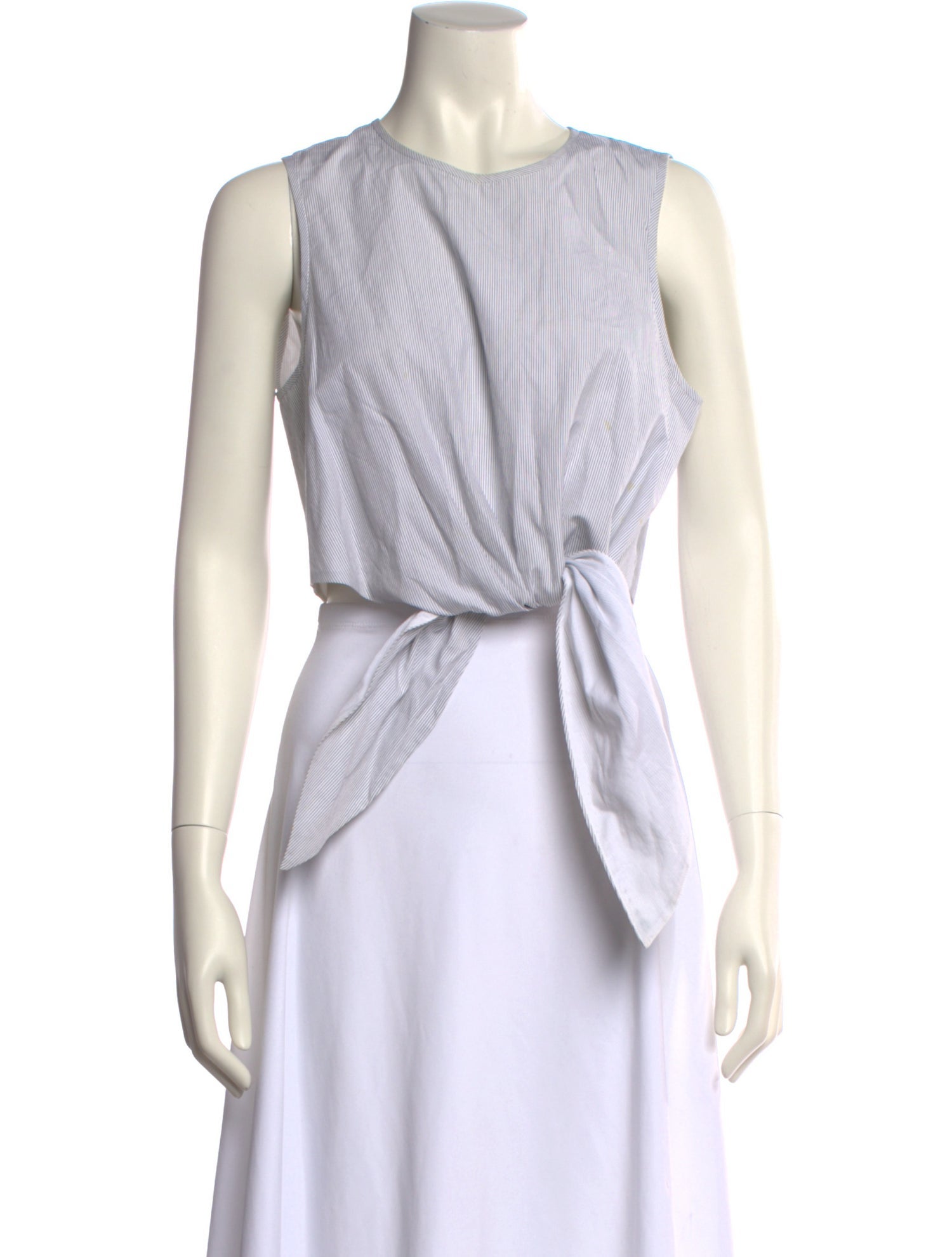 Tibi Striped Crew Neck Crop Top