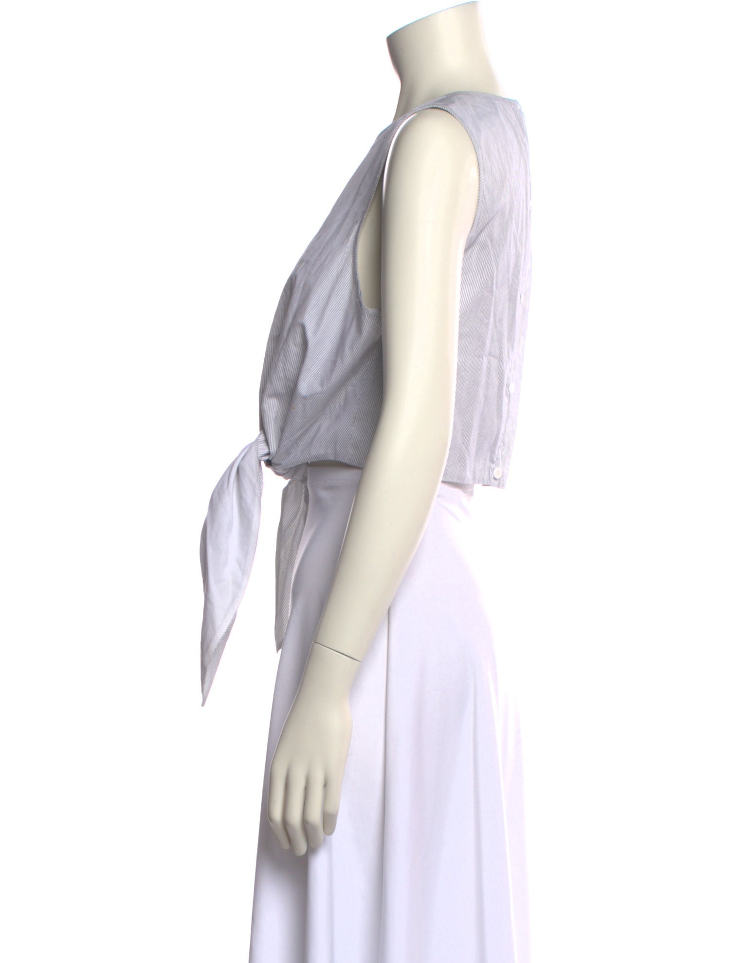 Tibi Striped Crew Neck Crop Top