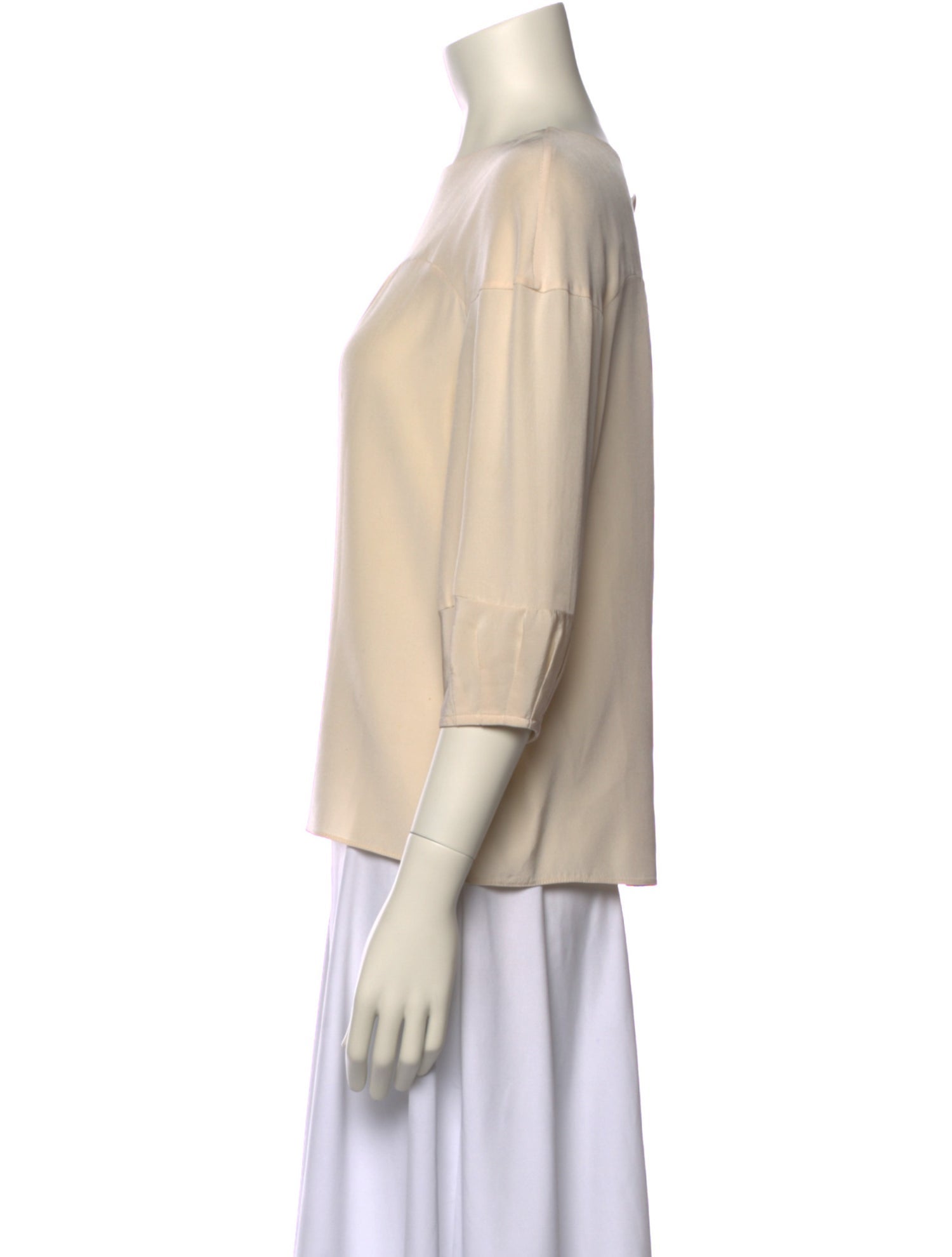 Tibi Bateau Neckline Three-Quarter Sleeve Blouse