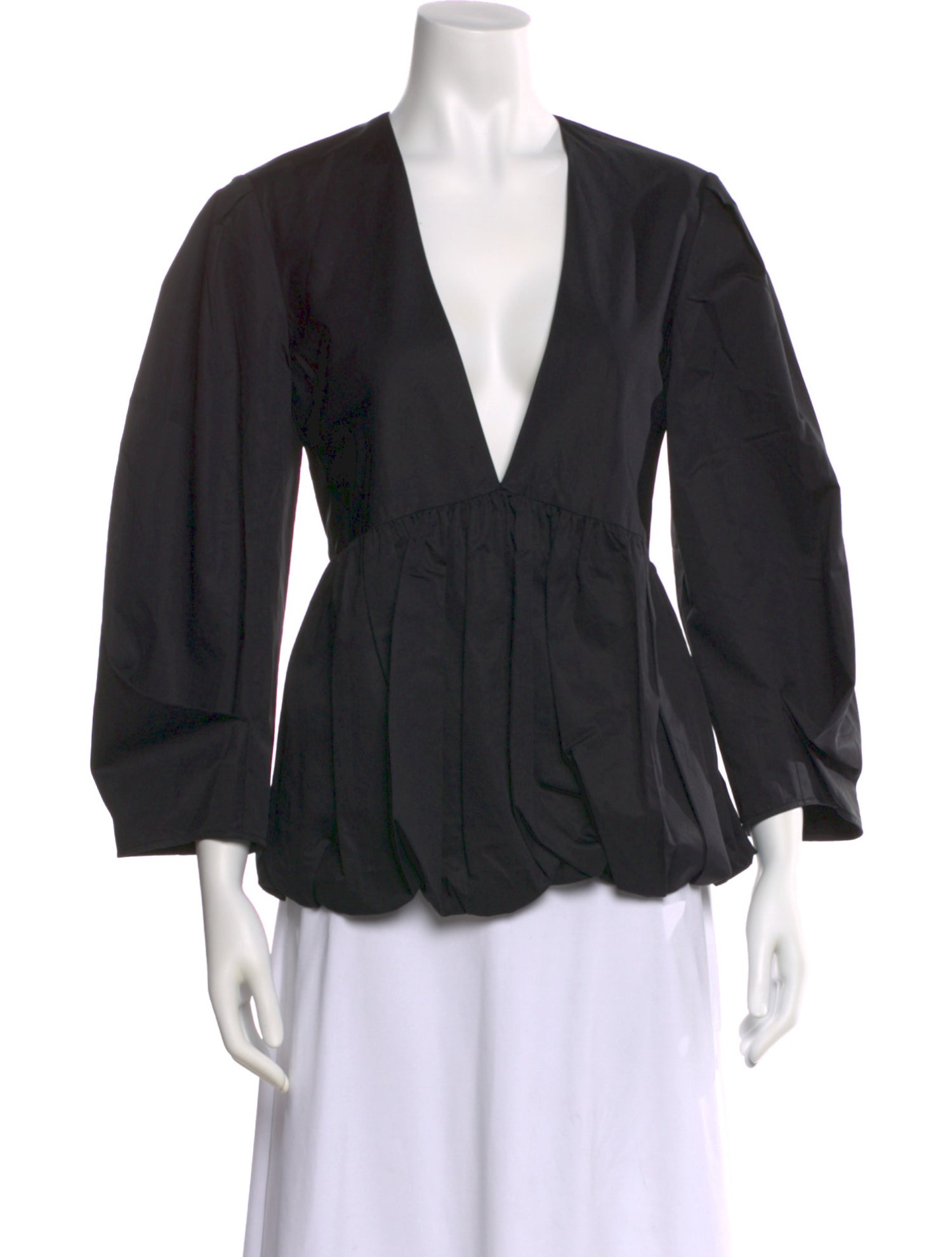 Tibi V-Neck Three-Quarter Sleeve Blouse