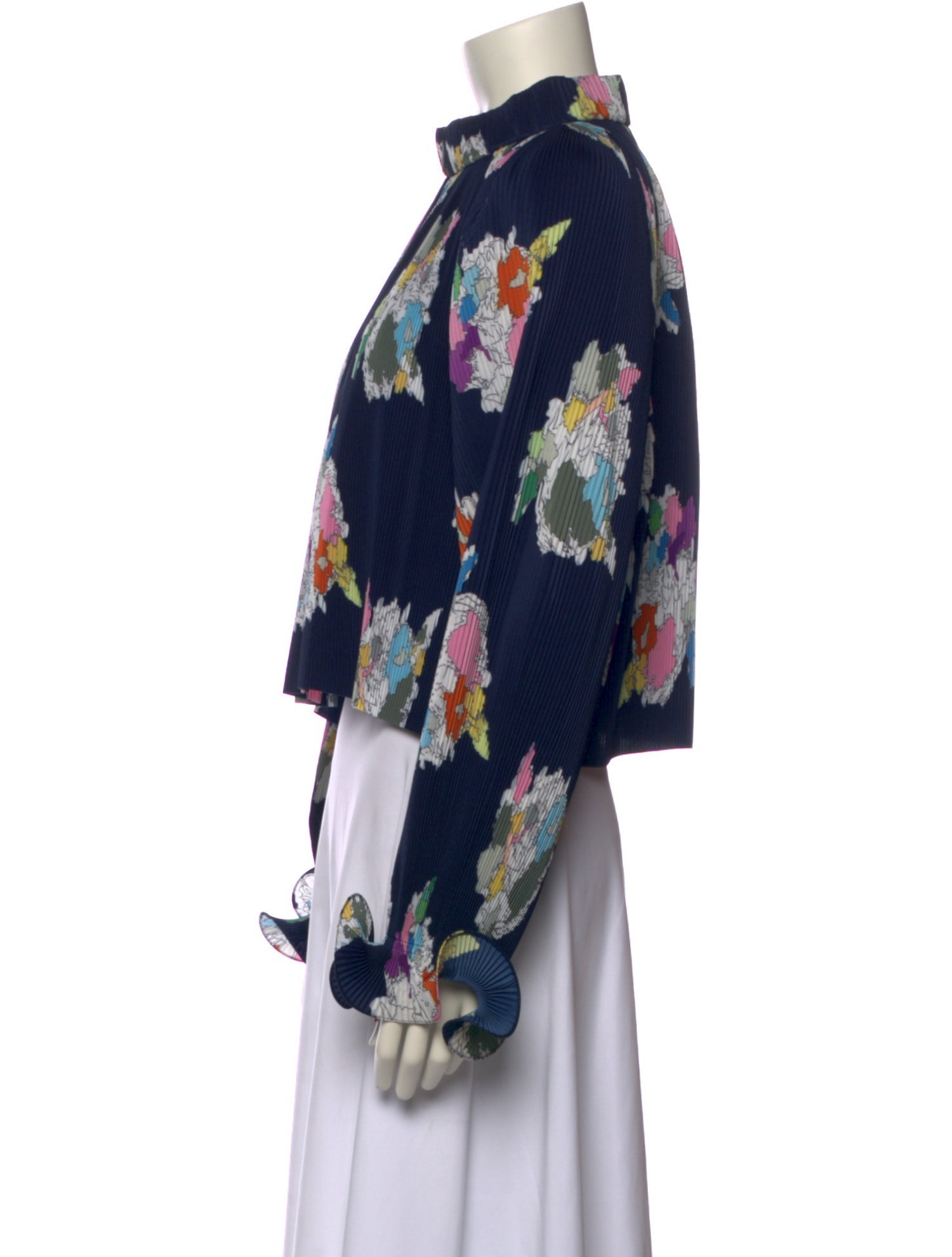 Tibi Floral Print Mock Neck Blouse