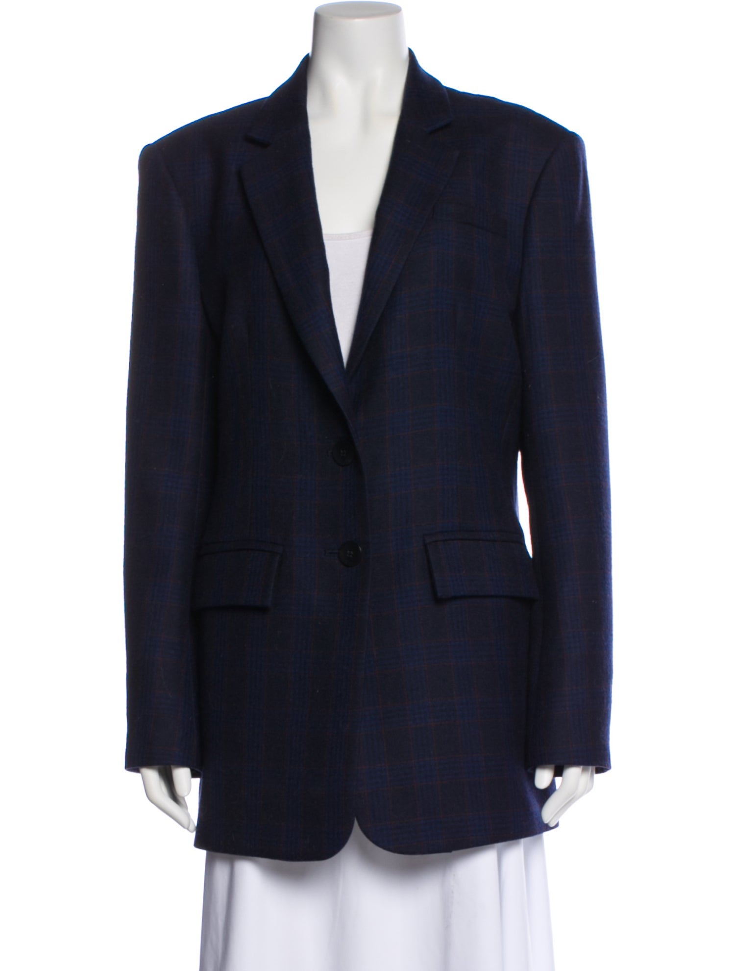 Tibi Wool Plaid Print Blazer