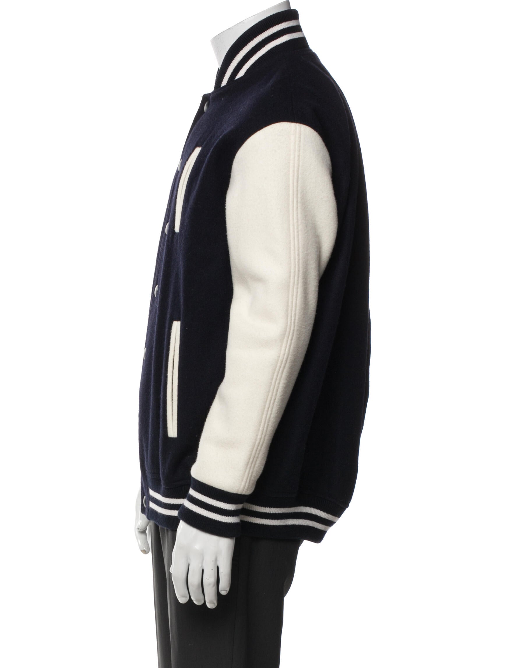 Tibi Wool Colorblock Pattern Varsity Jacket