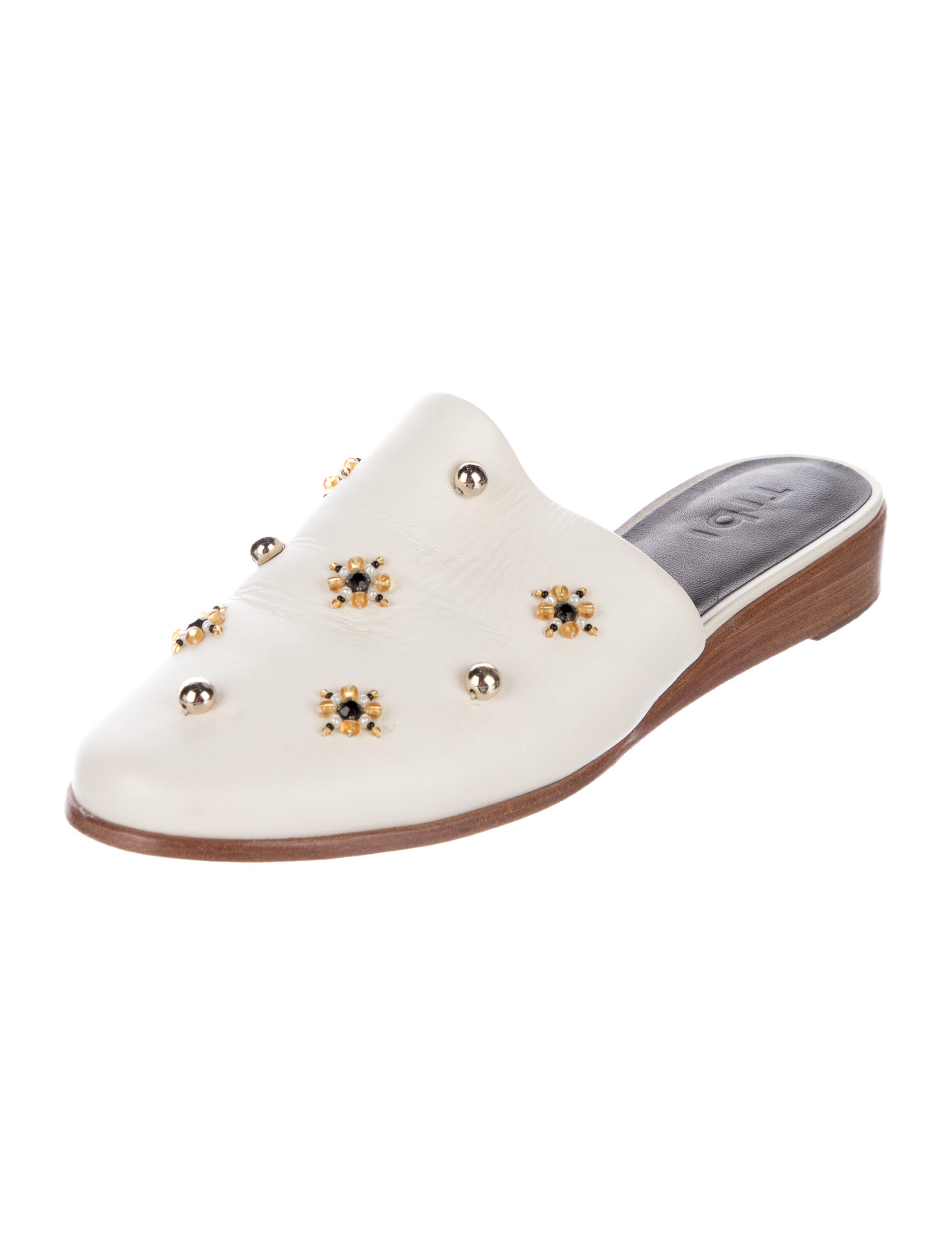 Tibi Leather Studded Accents Mules