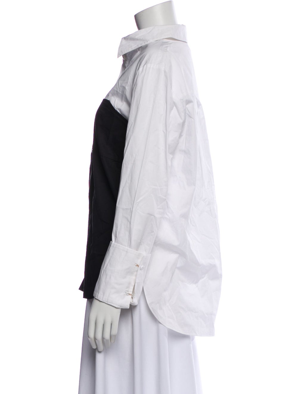 Tibi Colorblock Pattern Long Sleeve Button-Up Top - image 2