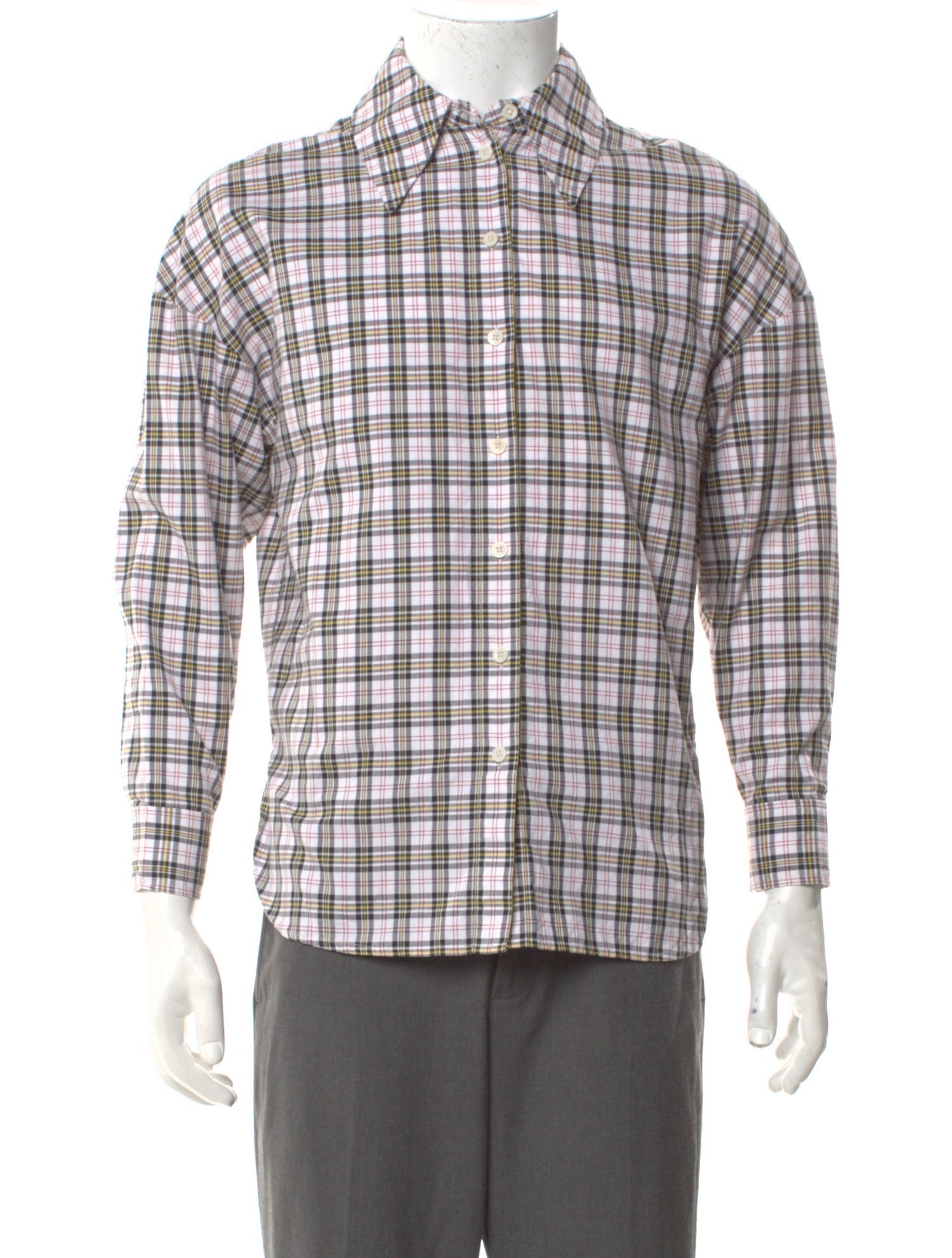 Tibi Plaid Print Long Sleeve Shirt