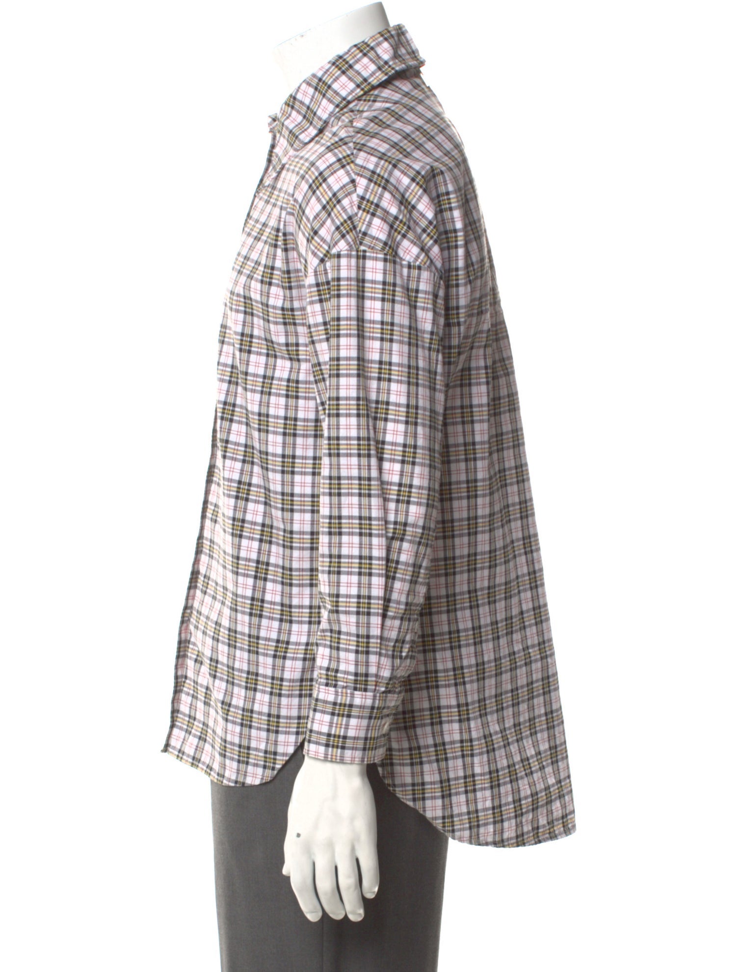 Tibi Plaid Print Long Sleeve Shirt