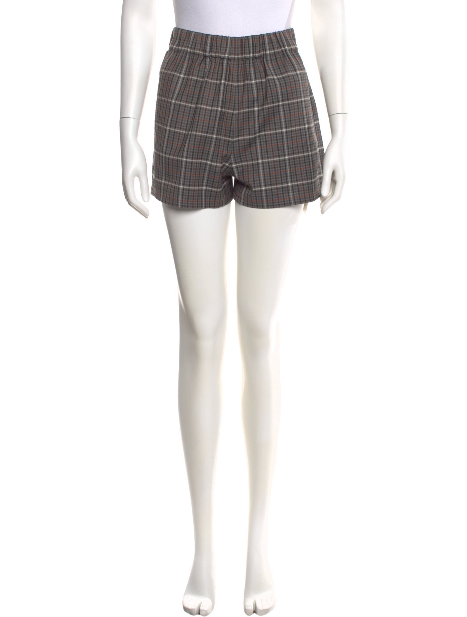 Tibi Plaid Print Mini Shorts