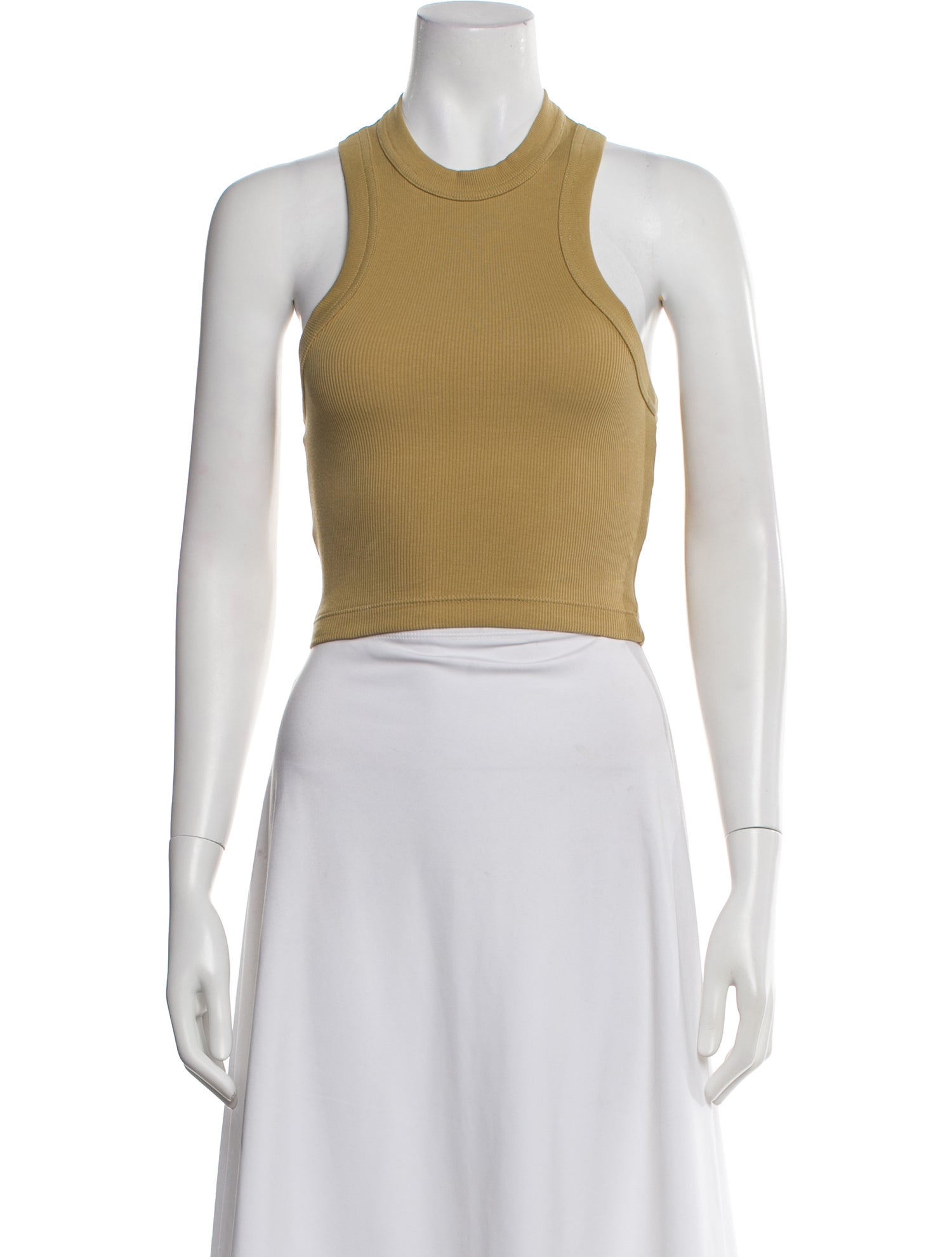 Tibi Crew Neck Sleeveless Crop Top