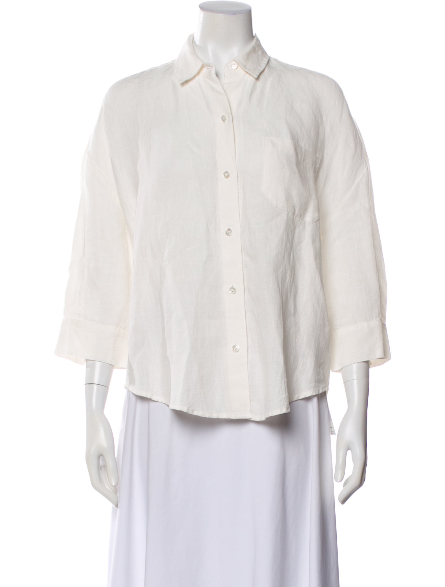 Jenni Kayne Linen Three-Quarter Sleeve Button-Up Top