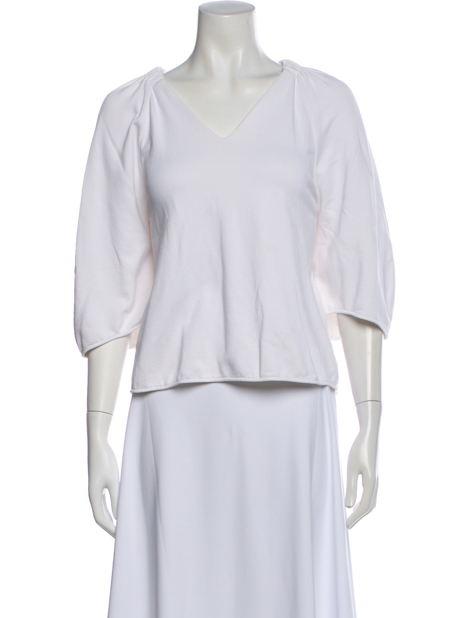 Tibi V-Neck Three-Quarter Sleeve Top