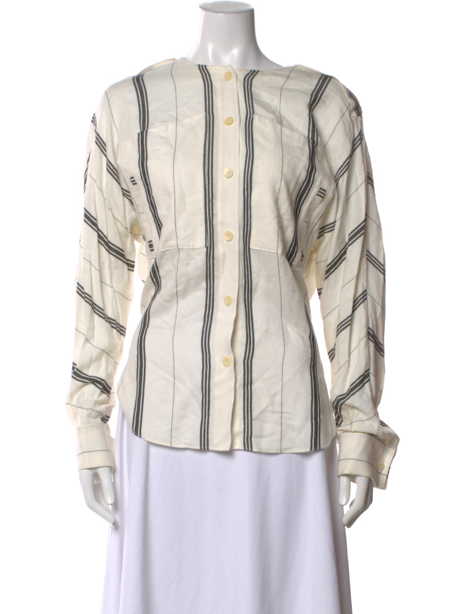 Tibi Striped Long Sleeve Blouse