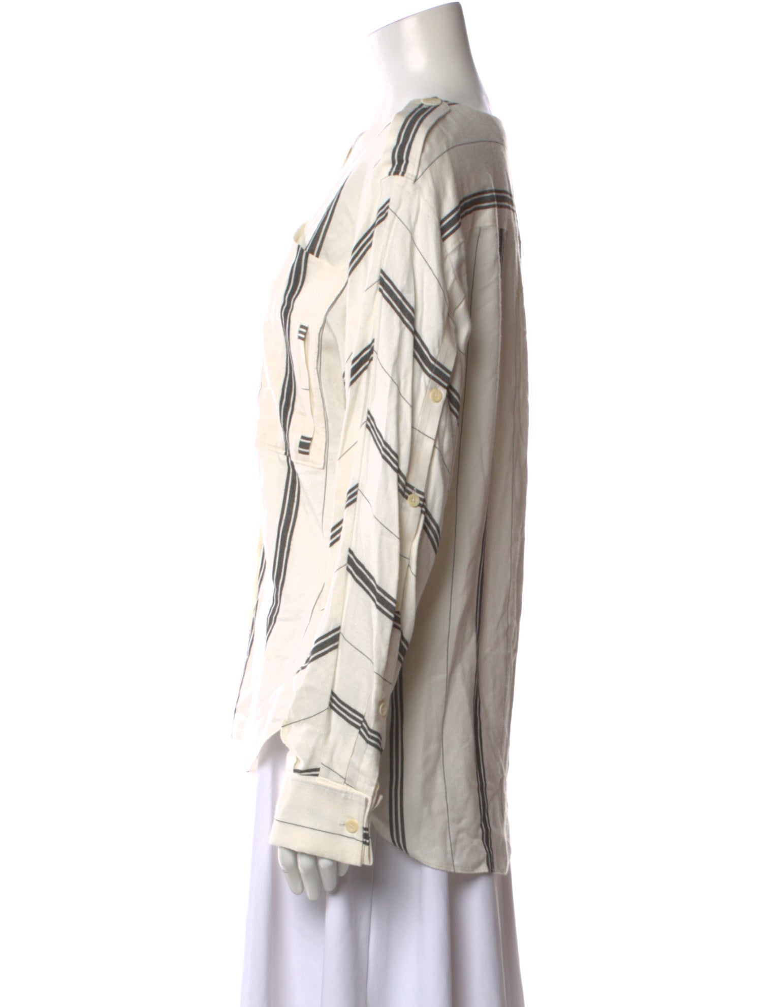 Tibi Striped Long Sleeve Blouse