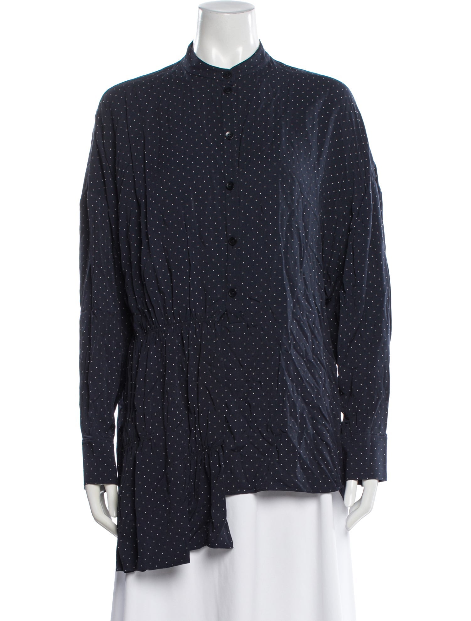 Tibi Polka Dot Print Long Sleeve Blouse