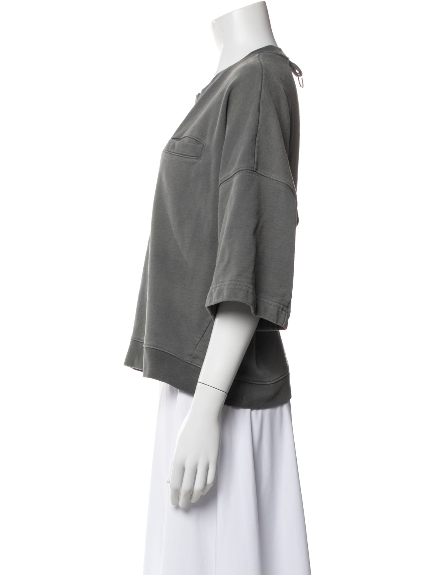 Tibi Crew Neck Three-Quarter Sleeve Sweatshirt