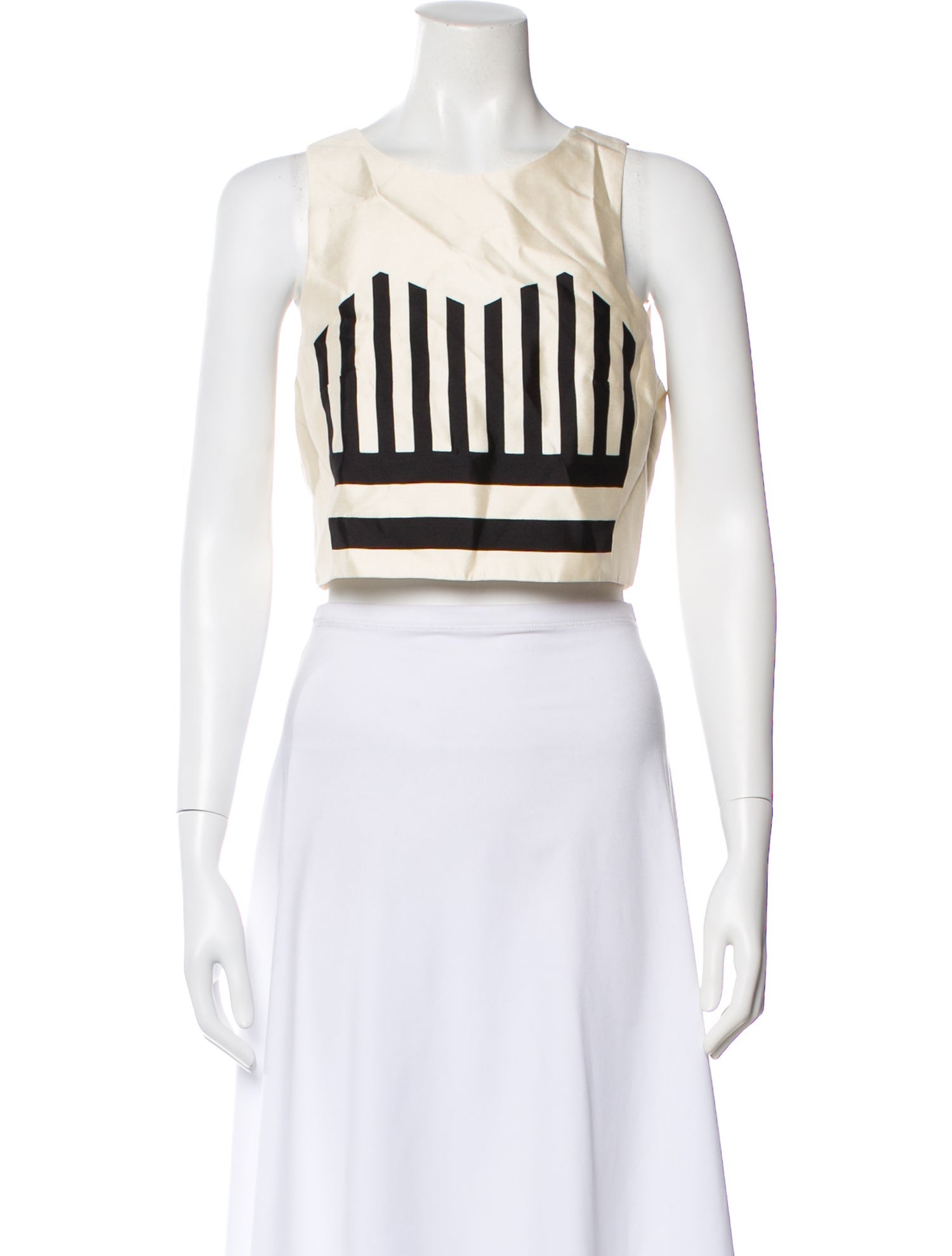 Tibi Silk Striped Crop Top