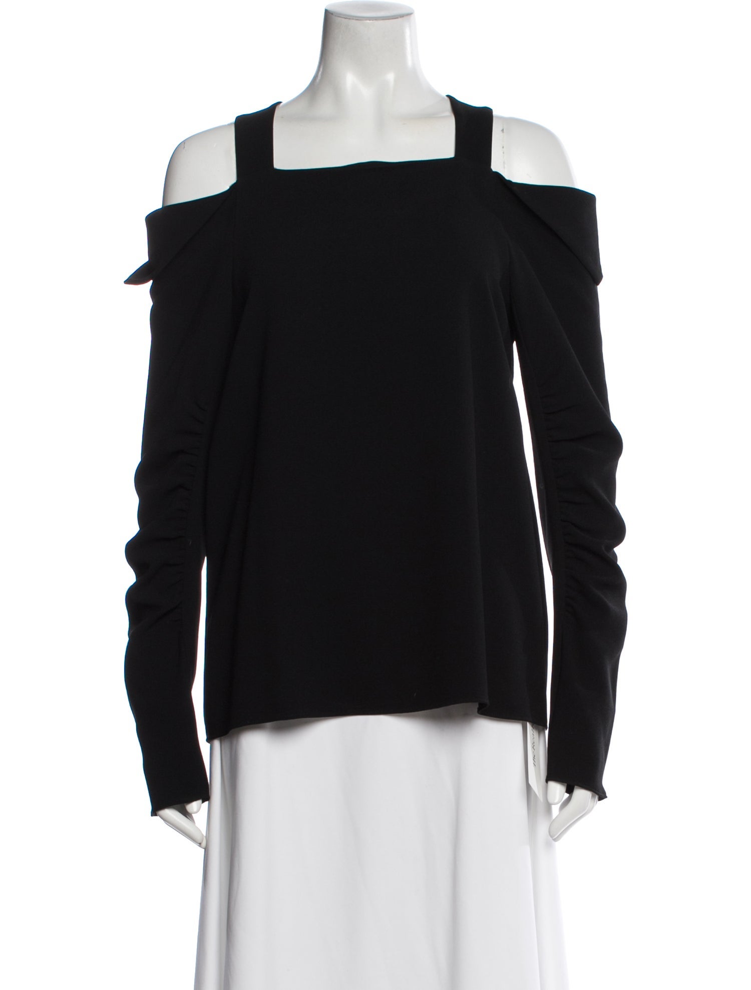 Tibi Square Neckline Long Sleeve Top