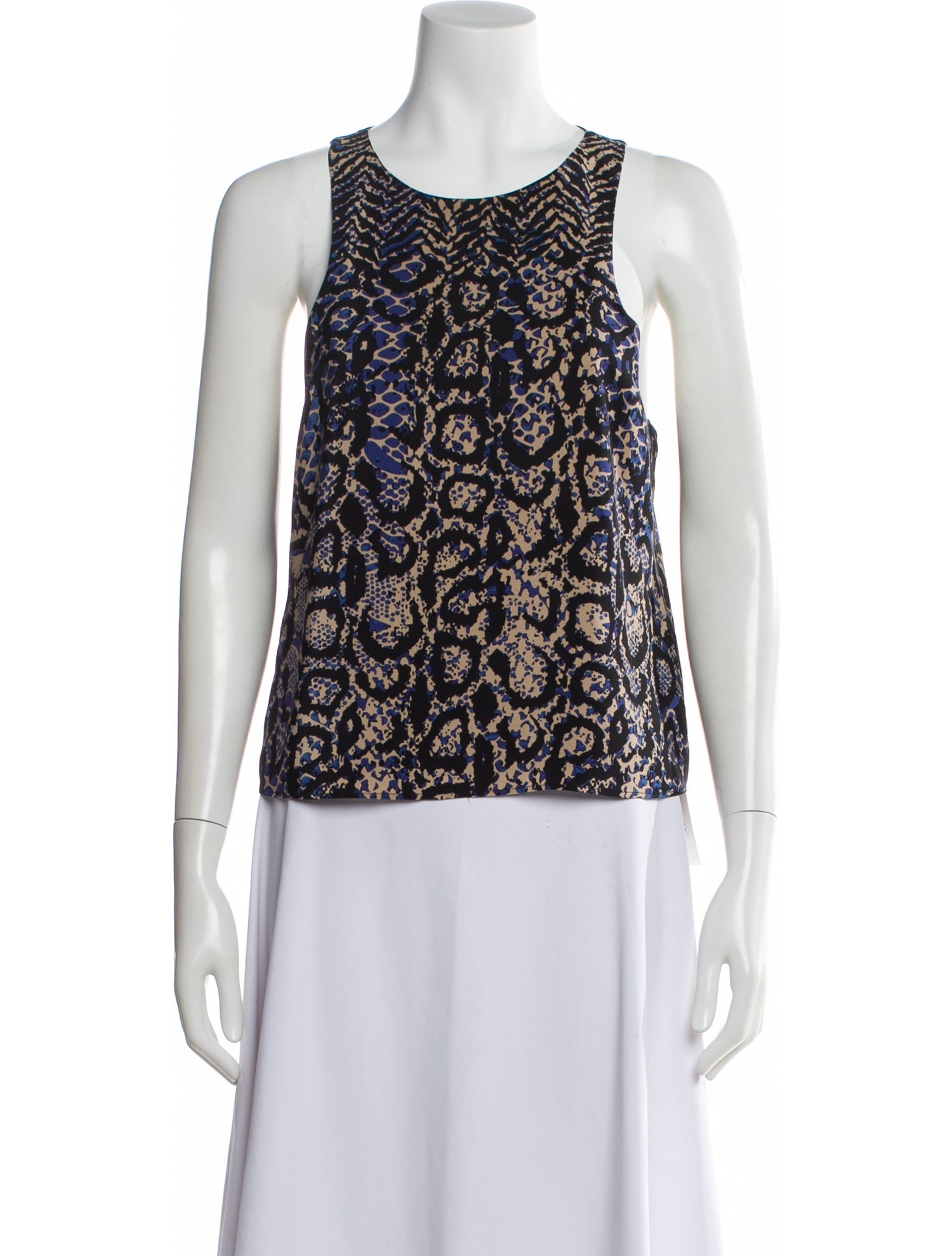 Tibi Silk Animal Print Top