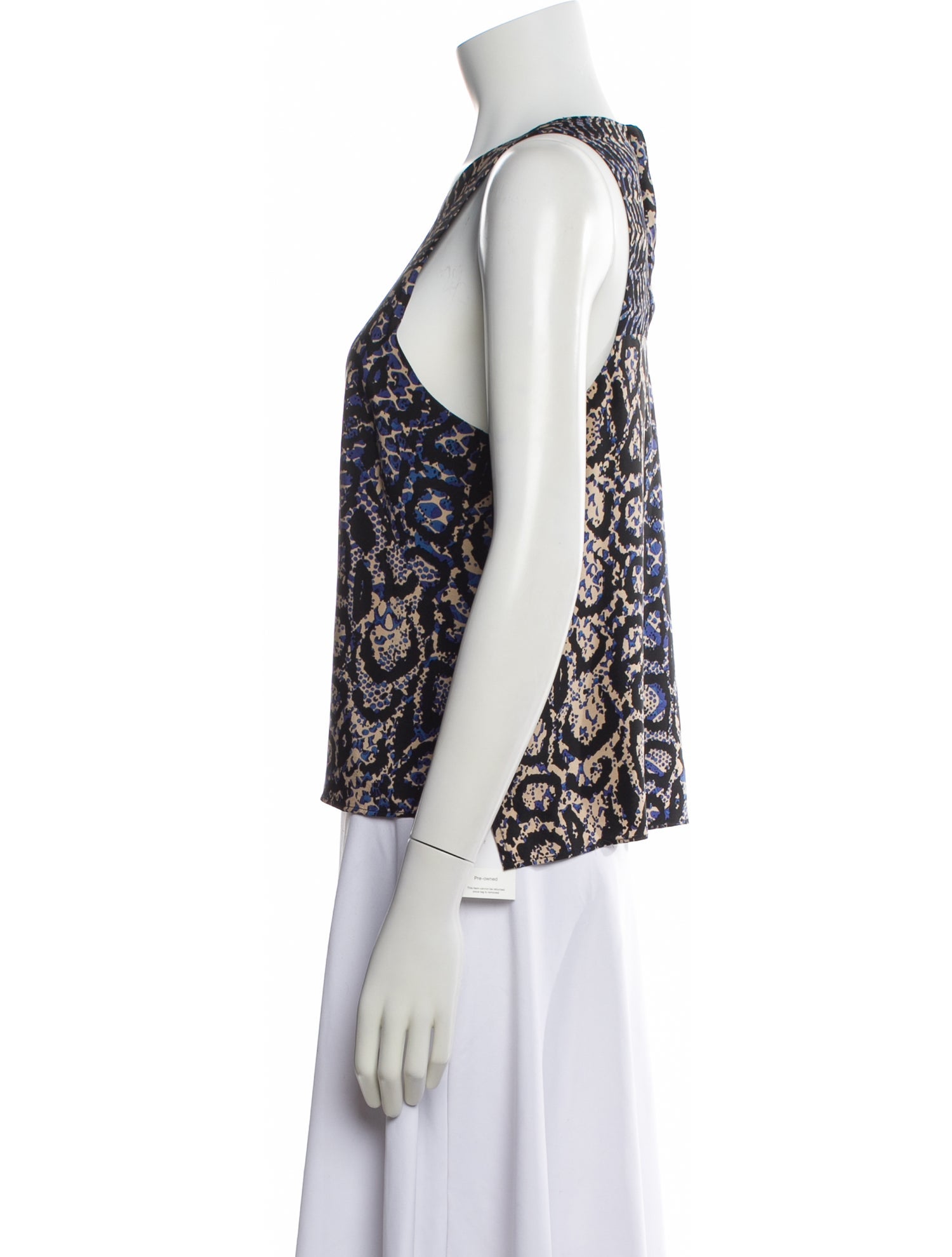 Tibi Silk Animal Print Top