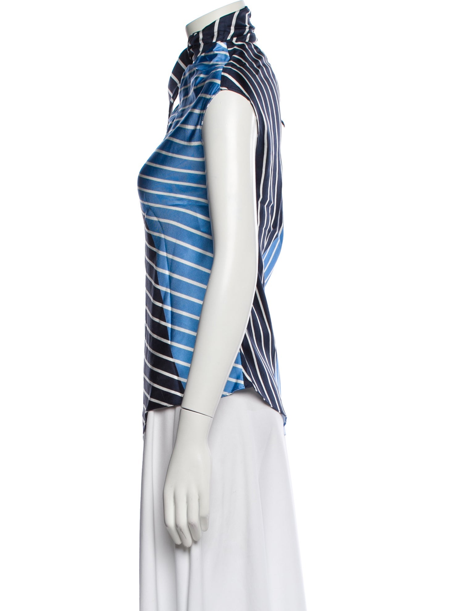 Tibi Silk Striped Top