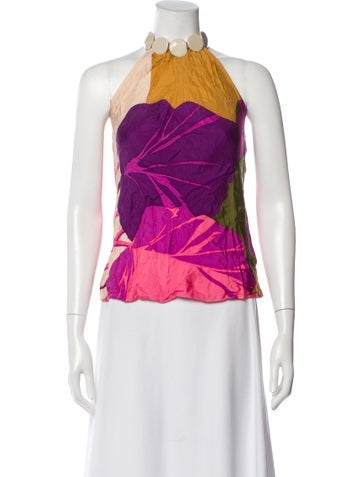 Pre-owned Tibi Silk Floral Print Top In Purple