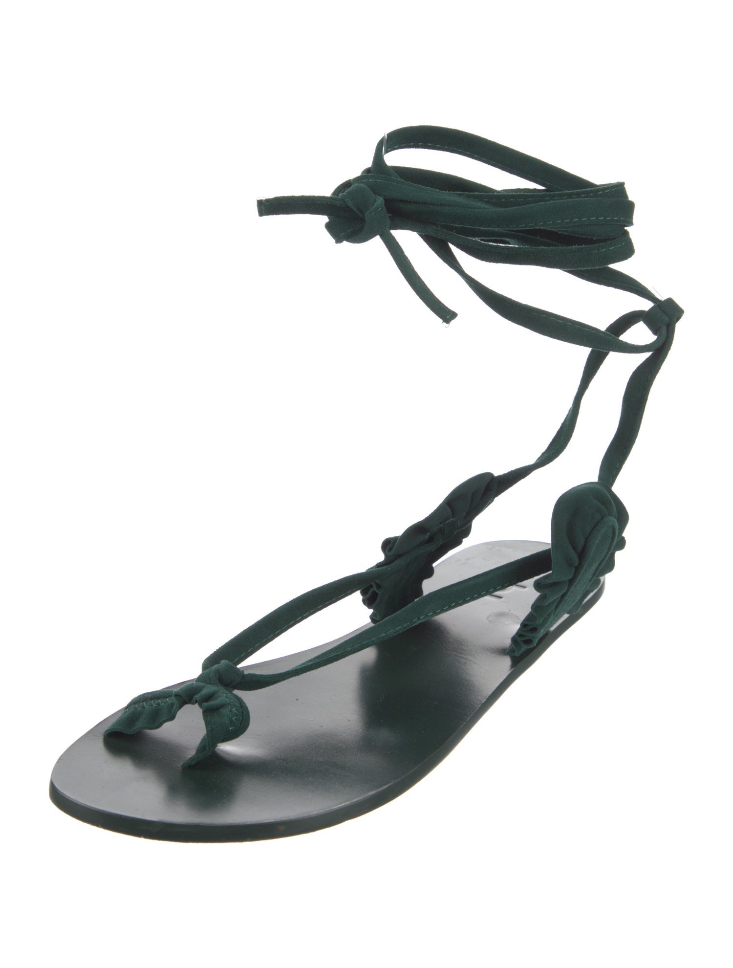 Tibi Suede Ruffle Embellishment Sandals