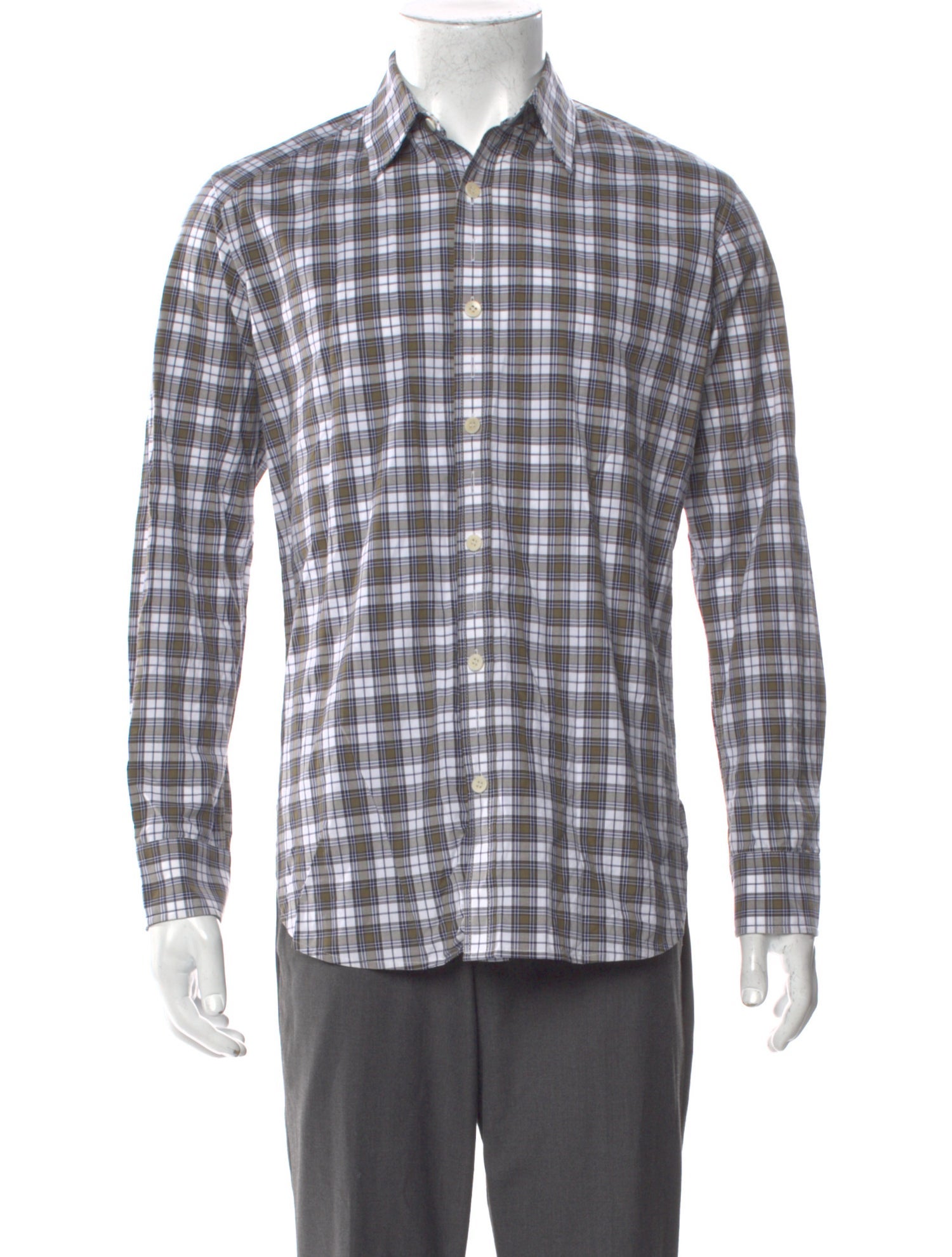 Tibi Plaid Print Long Sleeve Dress Shirt