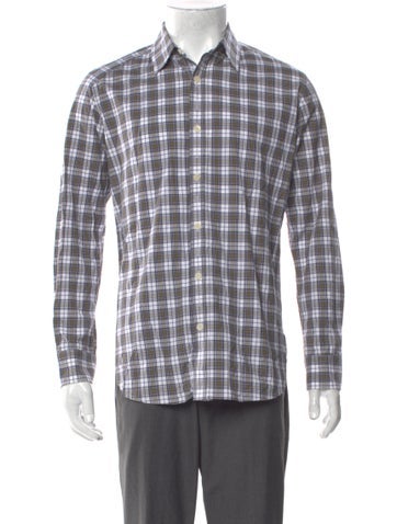 Pre-owned Tibi Plaid Print Long Sleeve Dress Shirt In Multi