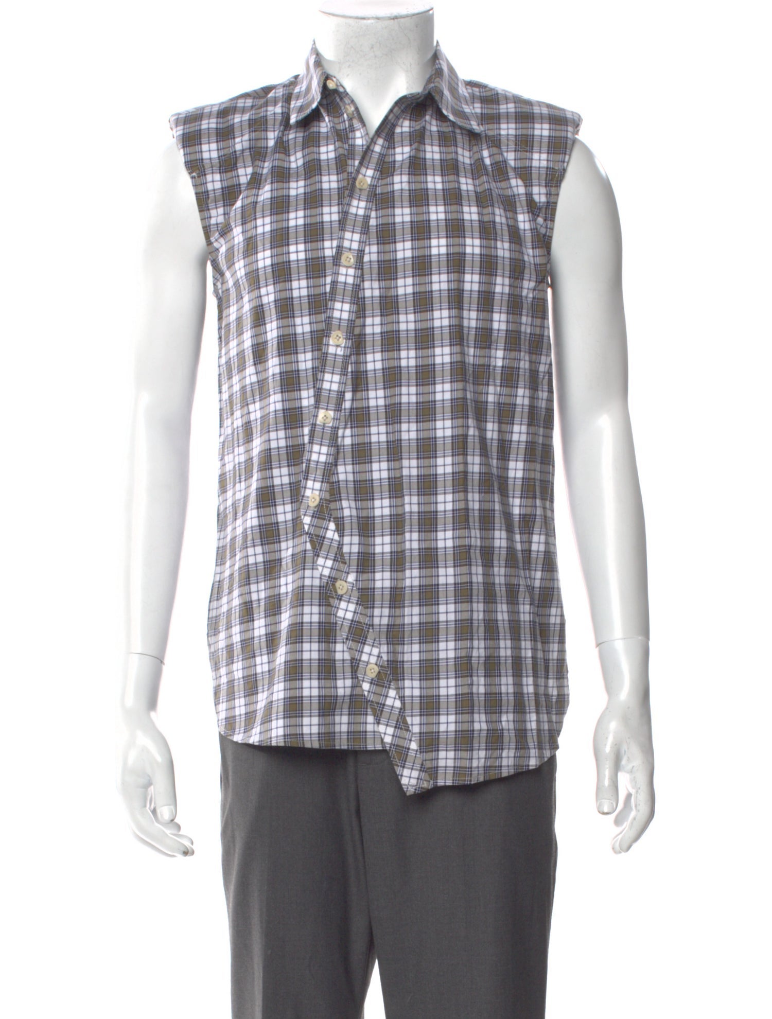 Tibi Plaid Print Sleeveless Western Shirt