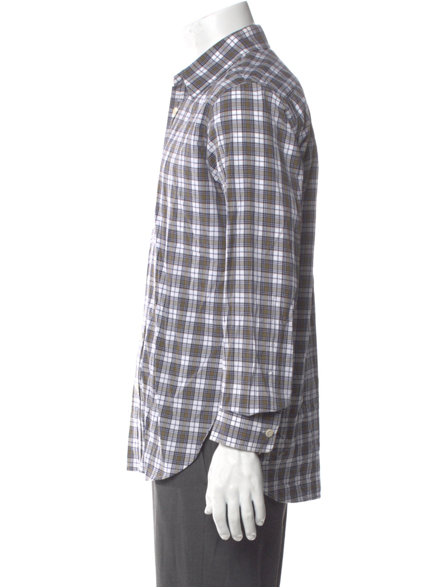 Tibi Plaid Print Long Sleeve Dress Shirt