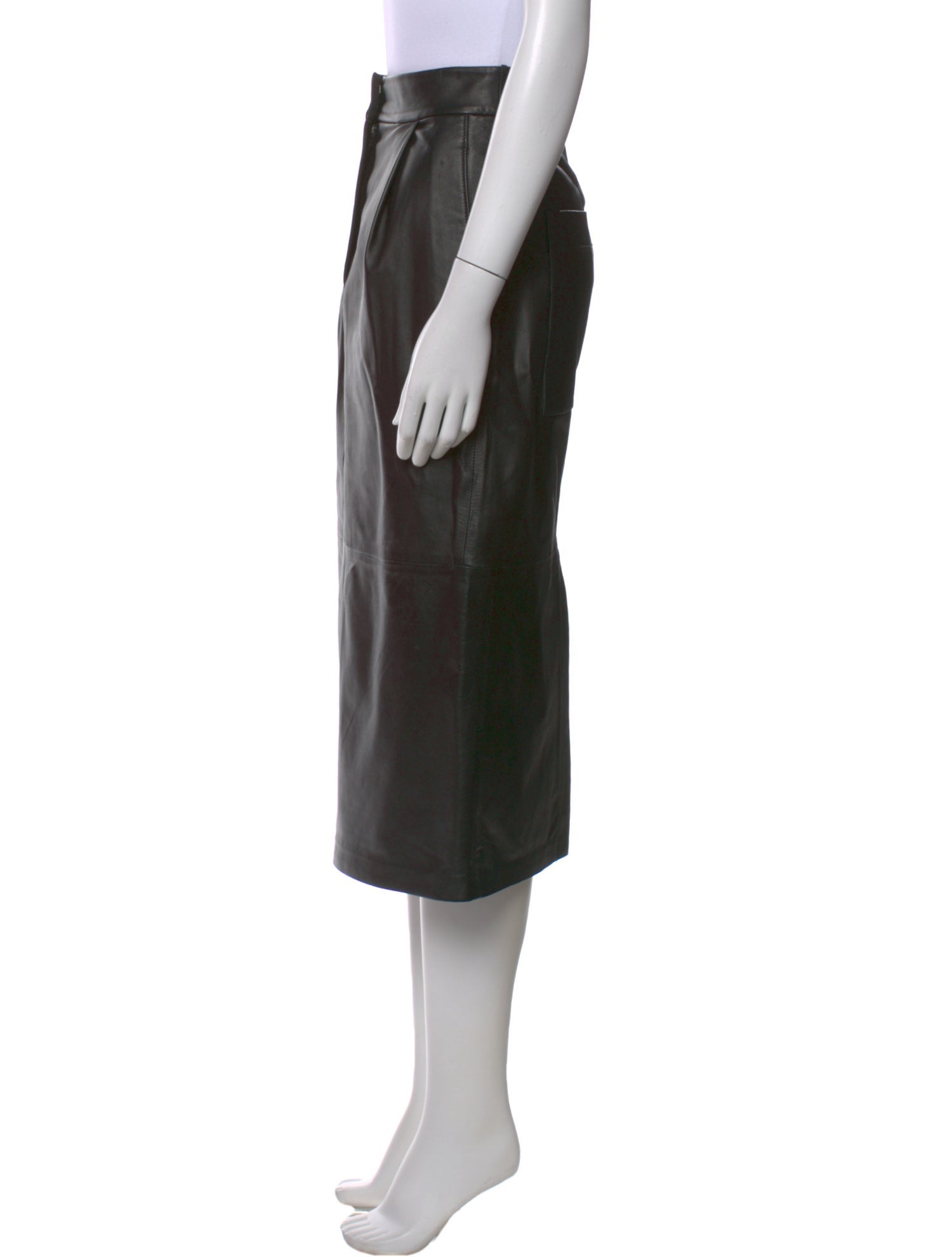 Tibi Lamb Leather Midi Length Skirt