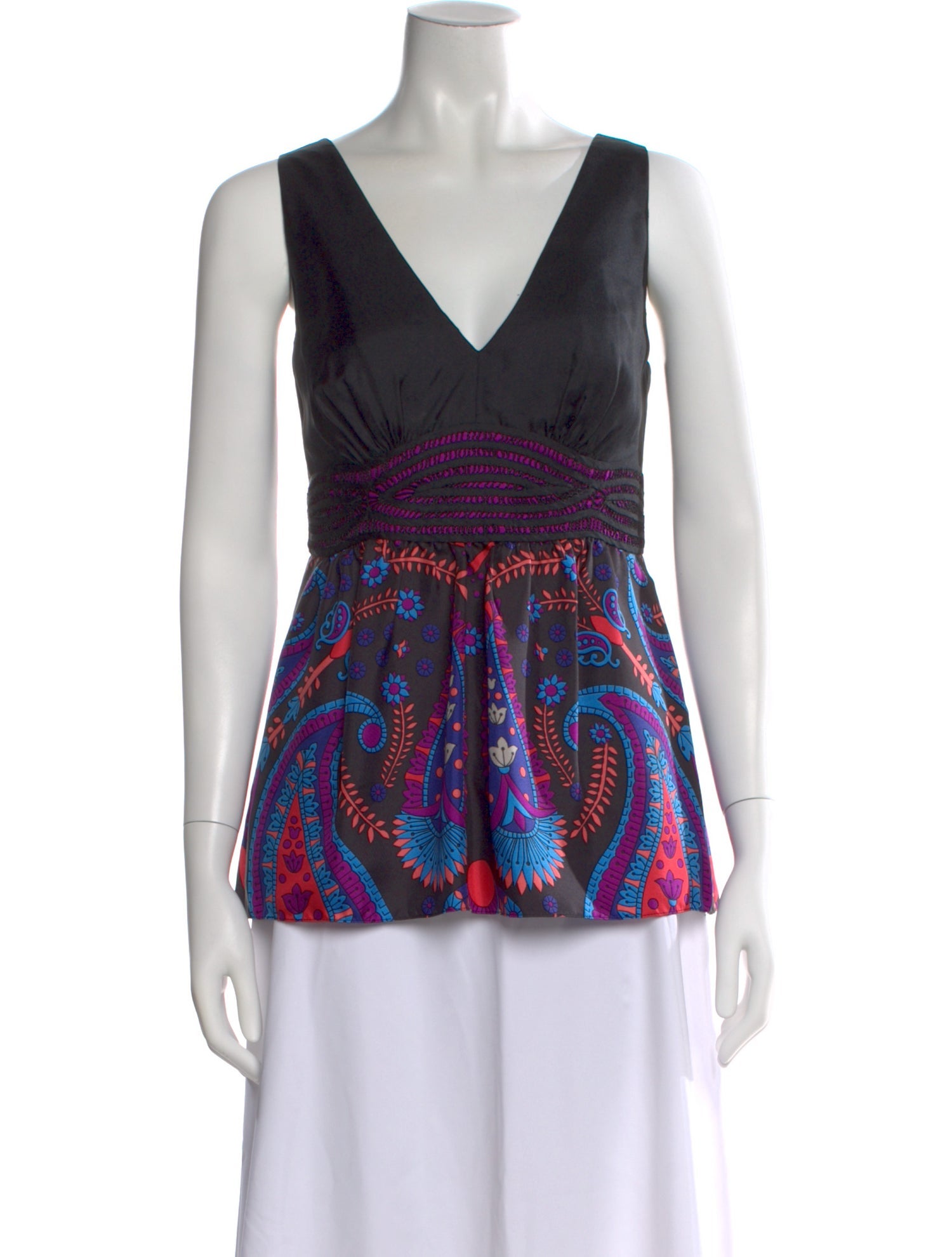 Tibi Silk Paisley Print Top
