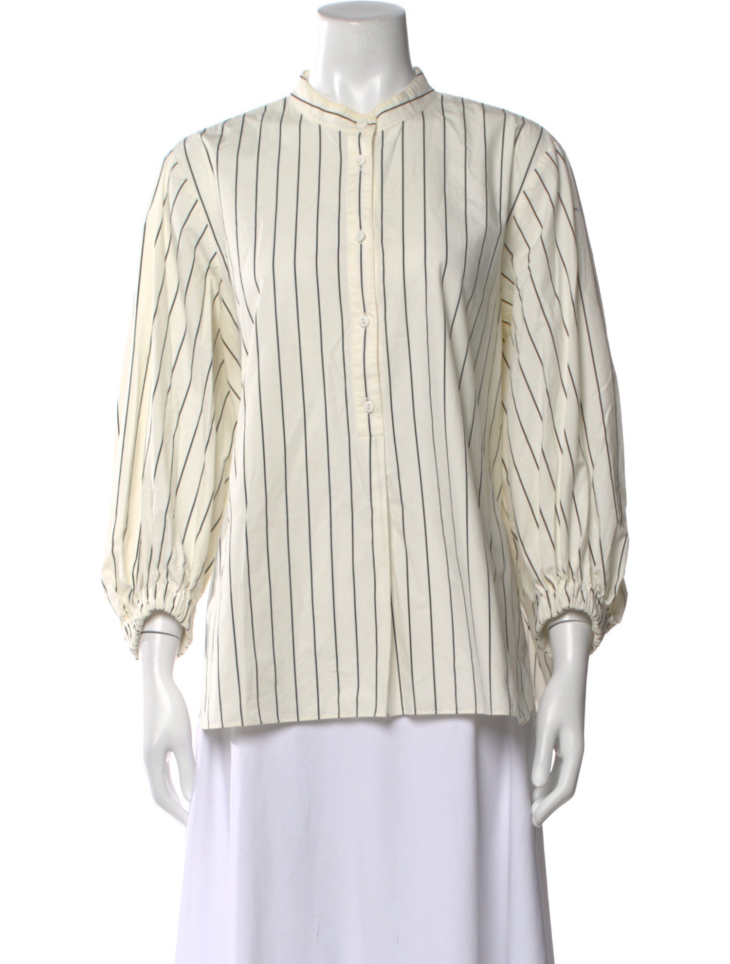 Tibi Striped Three-Quarter Sleeve Blouse