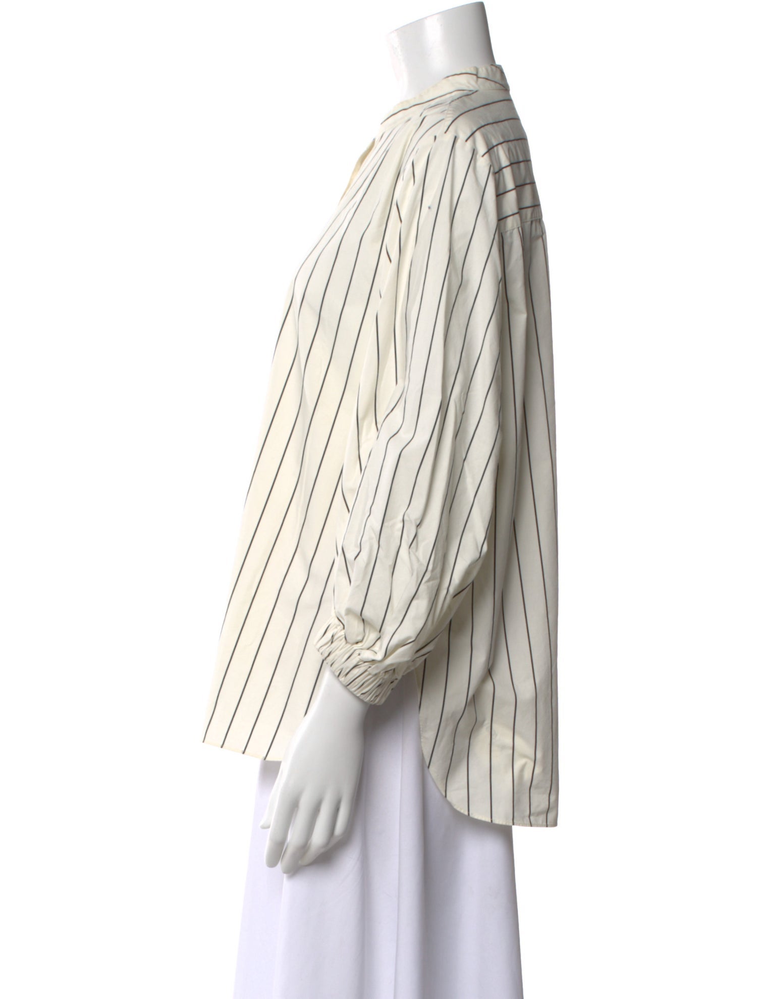 Tibi Striped Three-Quarter Sleeve Blouse