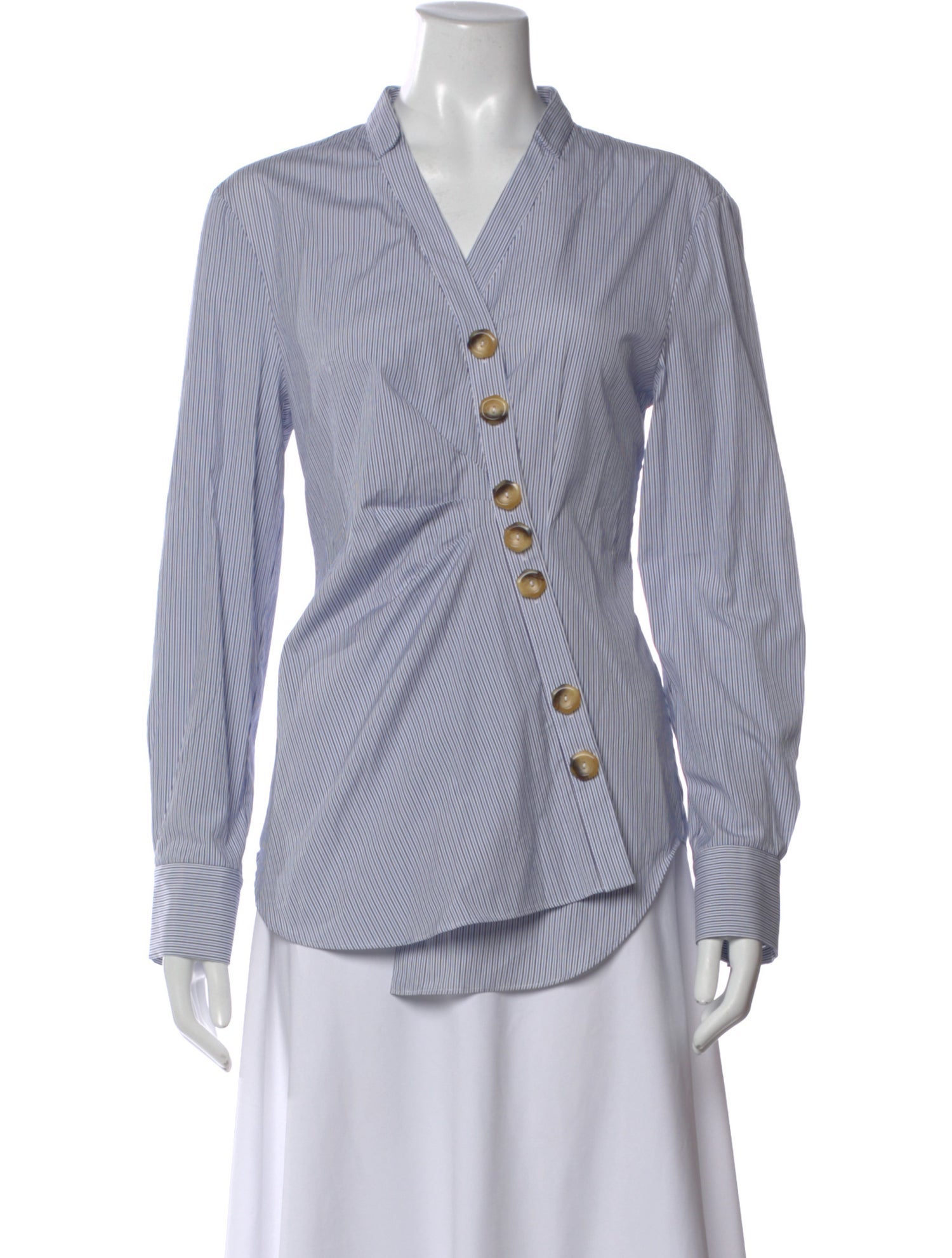 Tibi Striped V-Neck Blouse