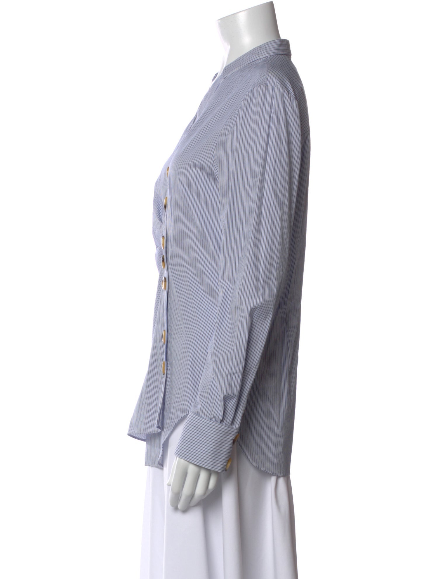 Tibi Striped V-Neck Blouse