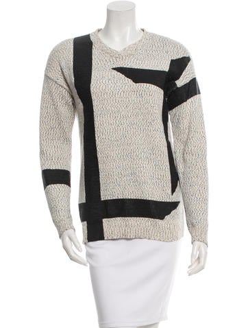 Tibi Patterned V-Neck Sweater