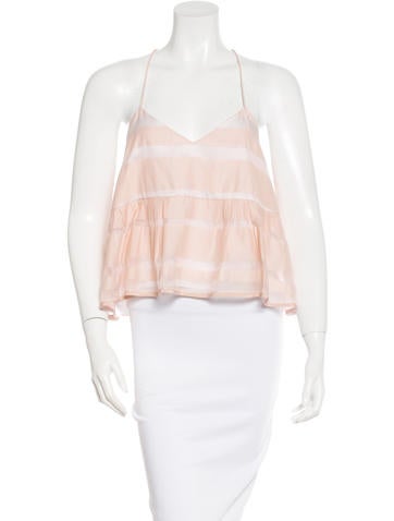 Tibi Striped Peplum Top