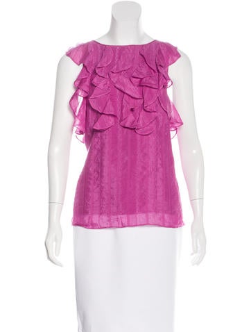 Tibi Ruffled Striped Top