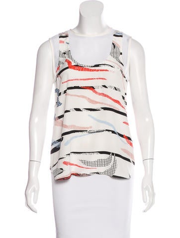 Tibi Mesh-Trimmed Silk Top