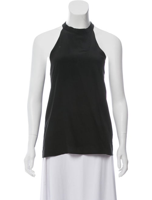 Tibi Silk Halterneck Tank Top Black