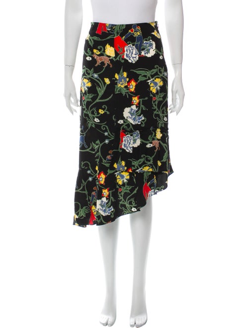 Tibi Silk Midi Length Skirt Black