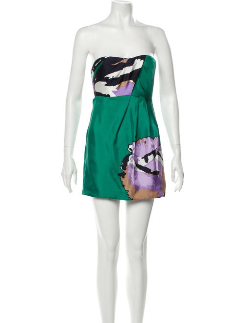 Tibi Silk Mini Dress Green